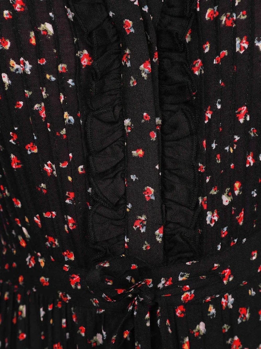Free People Rare Feelings Black Floral Print Tiered Pleated Maxi Dress. Small - Picture 4 of 6